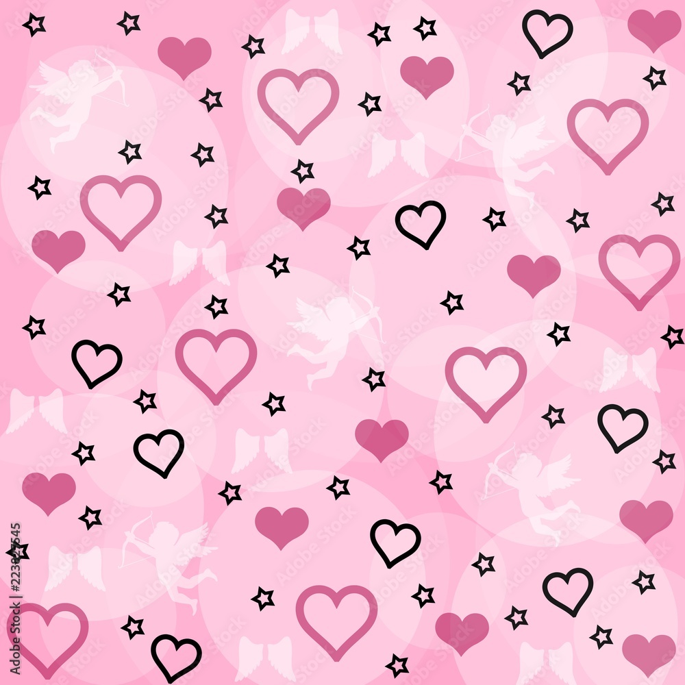 Heart, Cupid, wings background