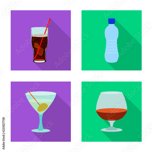 Vector illustration of drink and bar symbol. Collection of drink and party stock vector illustration.