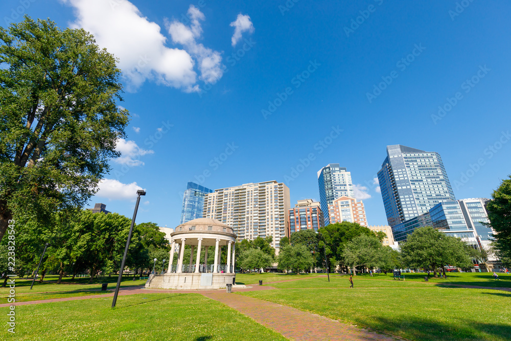 Boston skyline from Boston common park Boston skyline from Boston common park