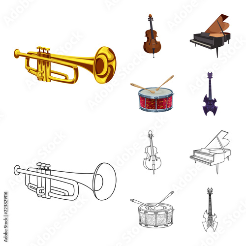 Isolated object of music and tune sign. Set of music and tool stock vector illustration.