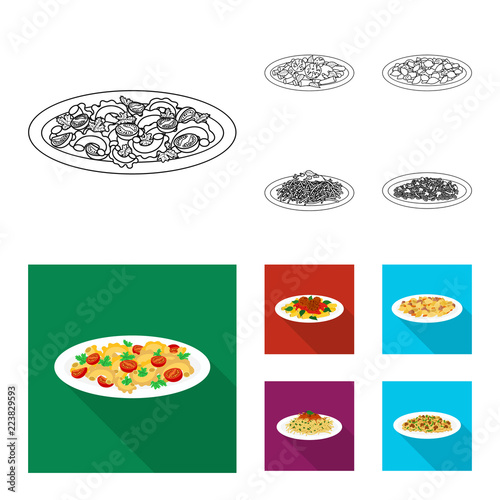 Isolated object of pasta and carbohydrate logo. Set of pasta and macaroni stock symbol for web.
