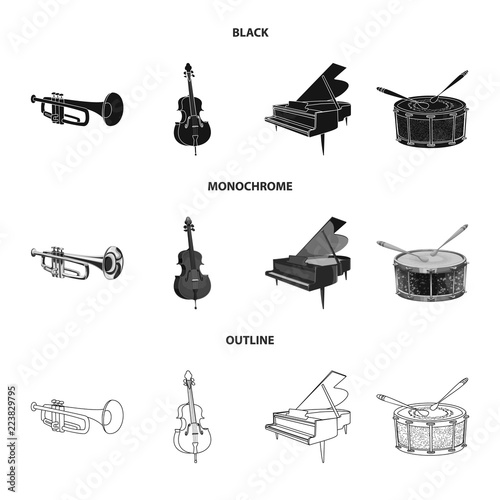 Vector illustration of music and tune symbol. Collection of music and tool stock vector illustration.
