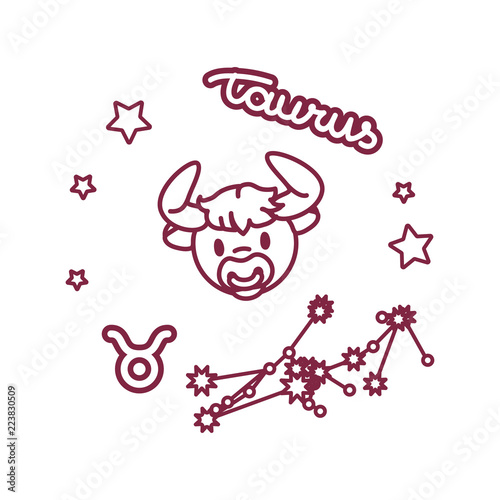vector cute line Zodiac sign