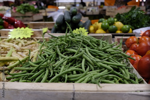 Haricots verts au marché de Mont de Marsan