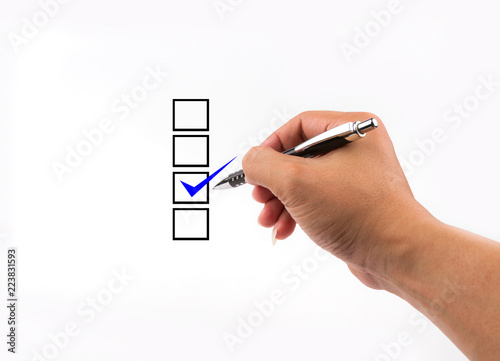 different columns with checkboxes, voting with ball pen by tick photo