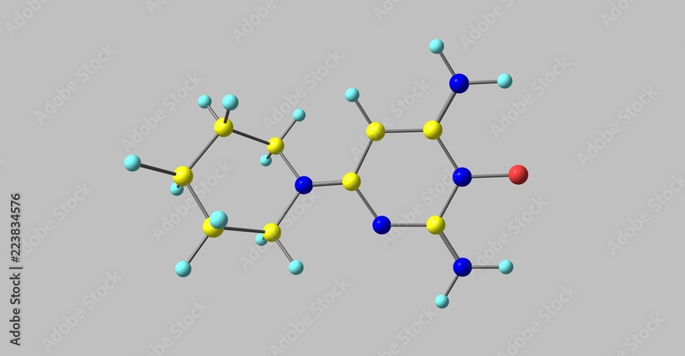 Minoxidil molecular structure isolated on grey Minoxidil molecular structure isolated on grey