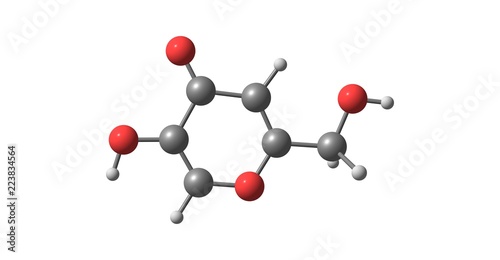 Photography Kojic acid molecular structure isolated on white