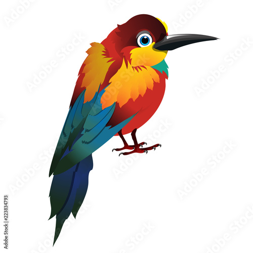 Cute animated bird isolated on white background. Vector cartoon close-up illustration. © Lady-Luck