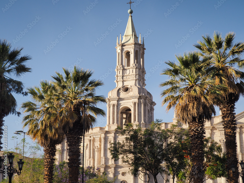 Plaza de armas and cathedral in Arequipa, Peru