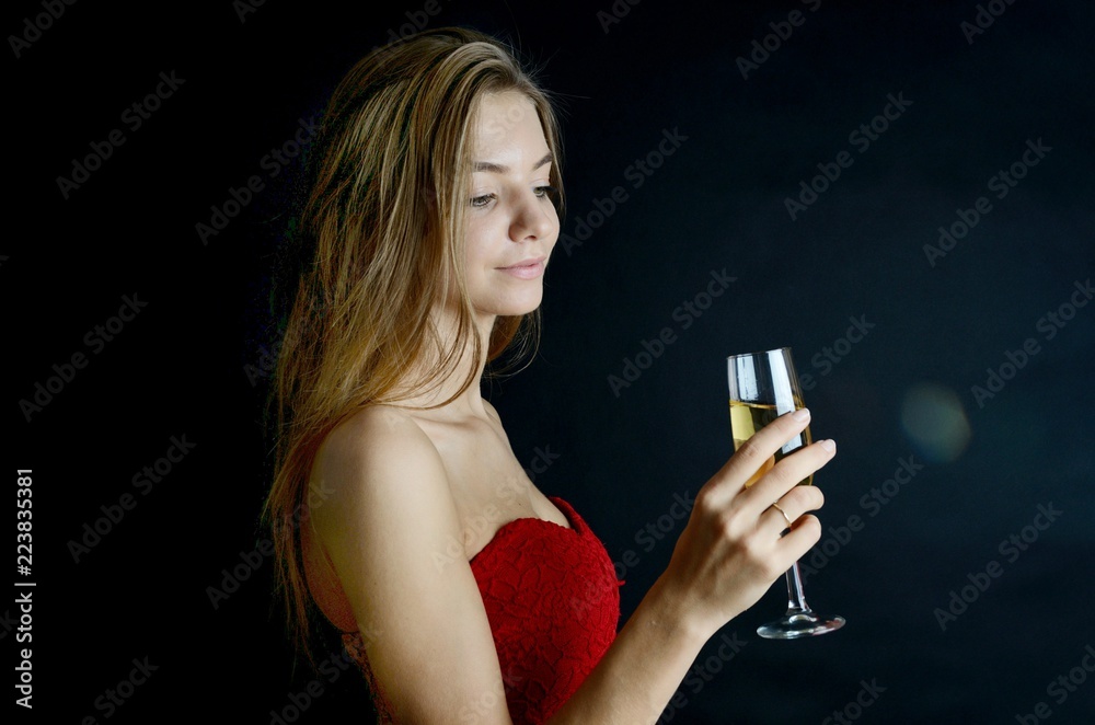 Young female with glass of champagne Young female with glass of champagne