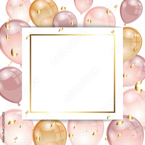 background with balloons and confetti