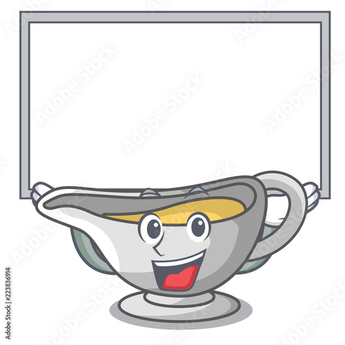 Up board a character dish pouring sauce boat