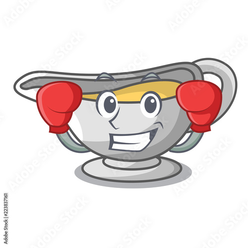 Boxing a character dish pouring sauce boat
