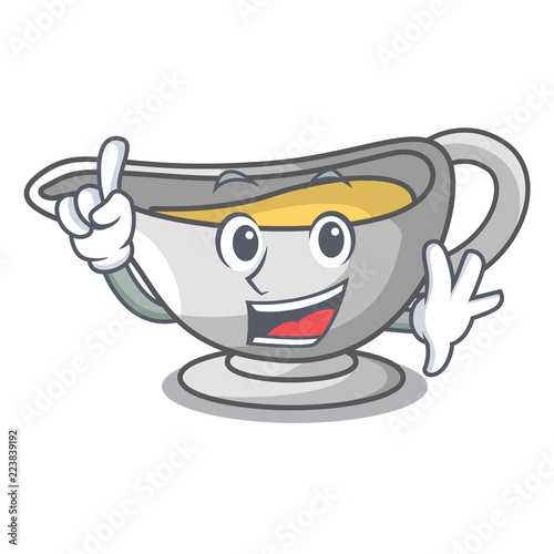 Finger cartoon sauce boat with cream sauce