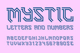 Mystic letters and numbers with currency symbols. Gaming stylized font.
