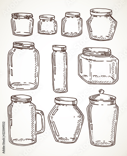 Hand drawn jars set