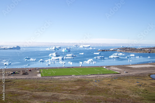 Soccer Field in Qeqertarsuaq, Greenland photo