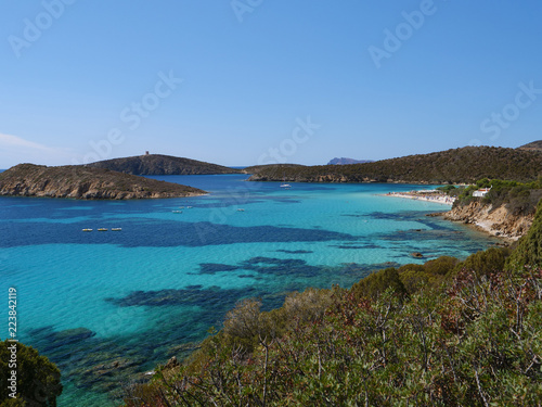 Fototapeta Naklejka Na Ścianę i Meble -  Breathtaking turquoise ocean water surrounds the beautiful Mediterranean island.