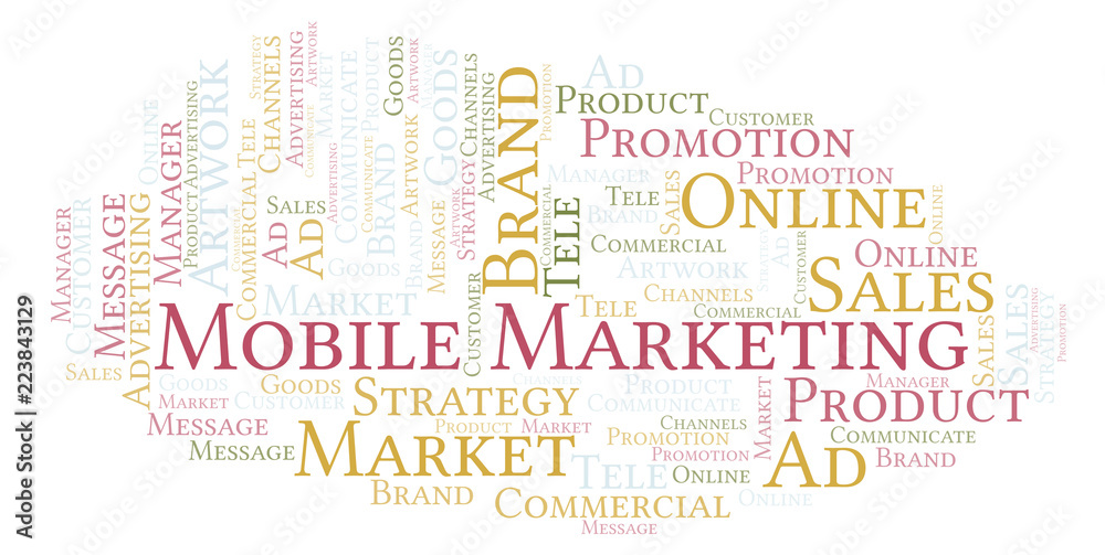 Obraz premium Word cloud with text Mobile Marketing.