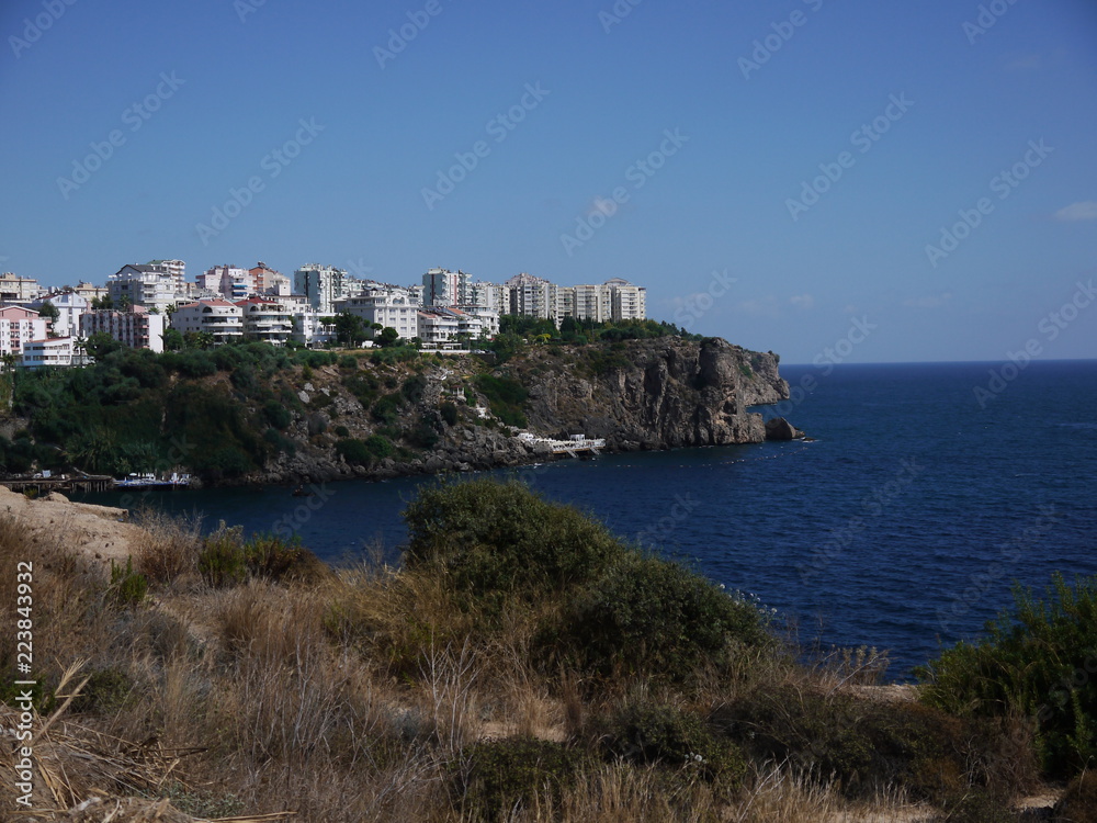 Cliff Sea Landscape with Condos in Turkey