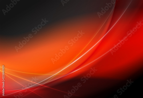 Dark red orange delicate background, flowing light strips with glitter.