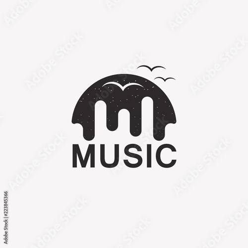 Black flat radio logo. Minimalistic simple icon for online radio station