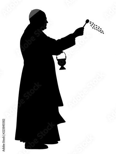Catholic bishop sprinkling holy water