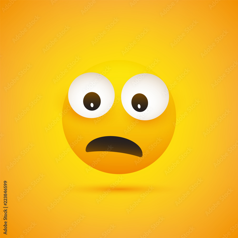 Sad And Surprised Emoji With Pop Out Eyes Simple Emoticon On Yellow Background Vector Design