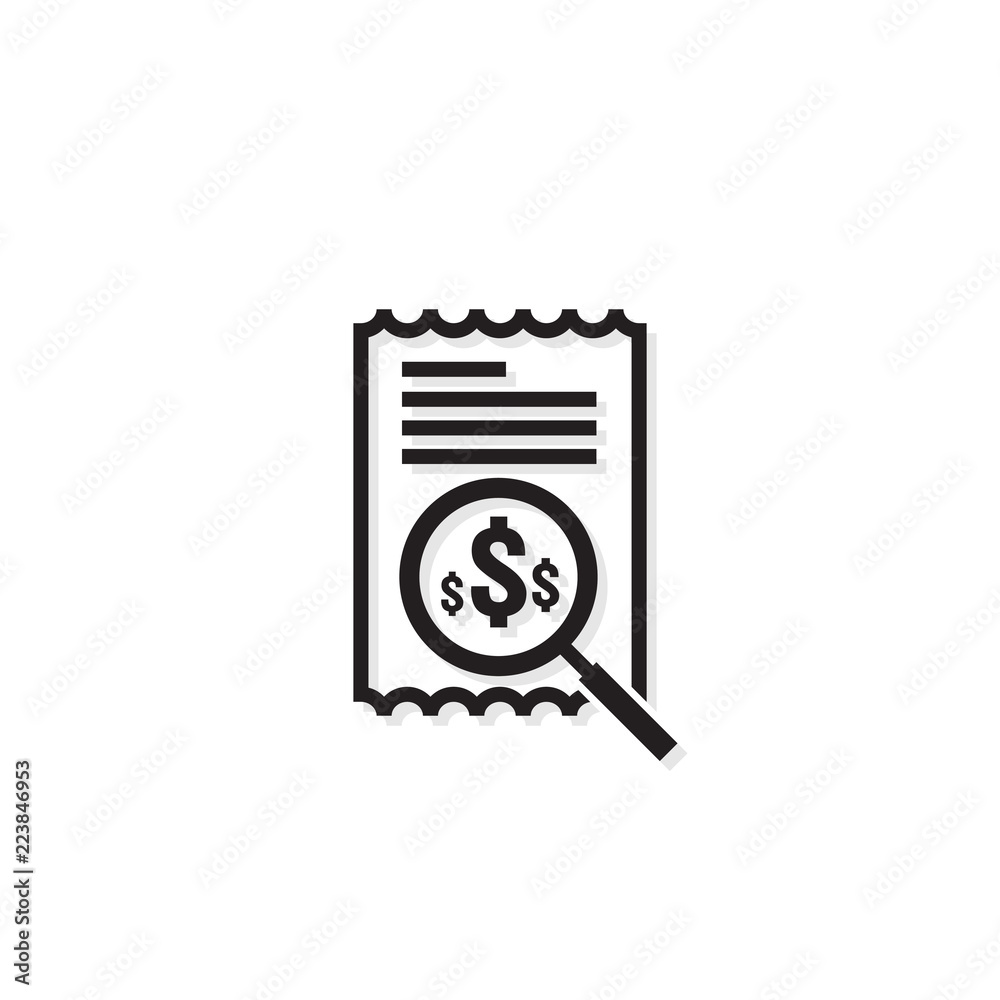 Invoice line icon. Payment money dollar bill symbol. budget cost finance report document with chart. Small data concept. Accounting business management line sign. outline vector illustration design Invoice line icon. Payment money dollar bill symbol. budget cost finance report document with chart. Small data concept. Accounting business management line sign. outline vector illustration design