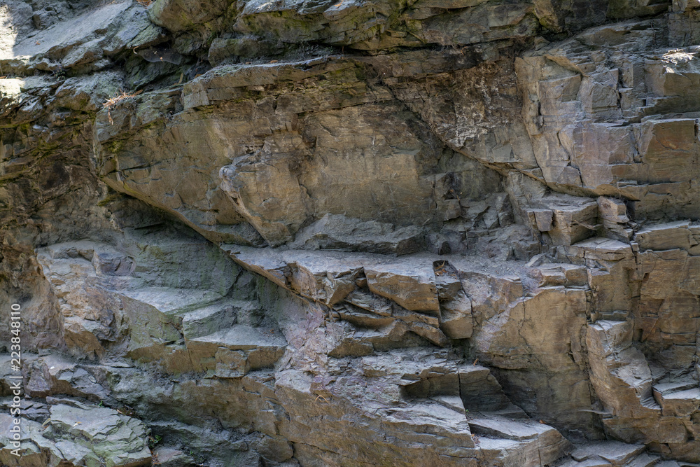 Mountain wall of uneven stones