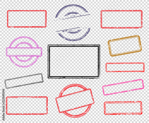 Big set of empty rubber stamps. Vector illustration for use on opacity background