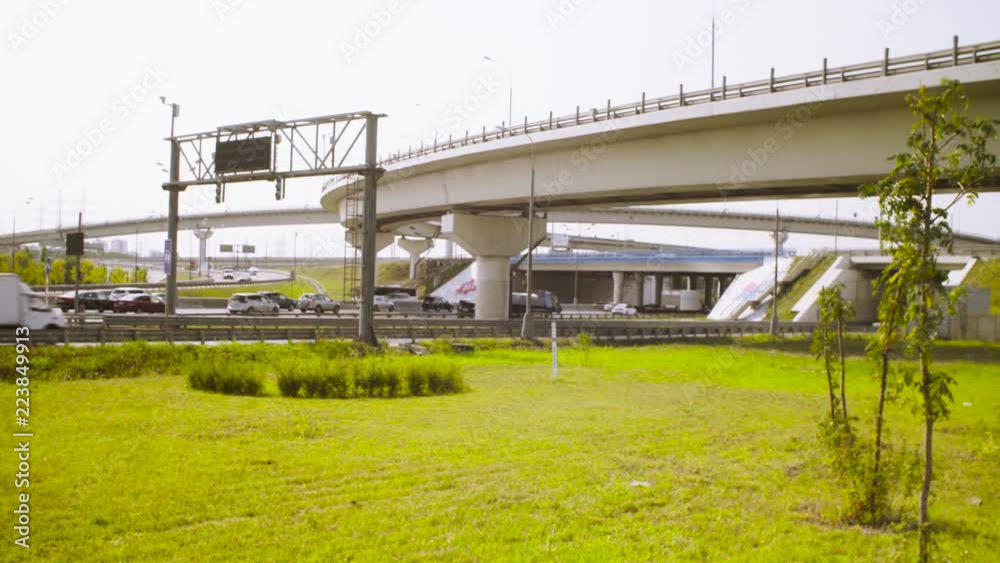 Panorama of highway near the city. Summer day Panorama of highway near the city. Summer day