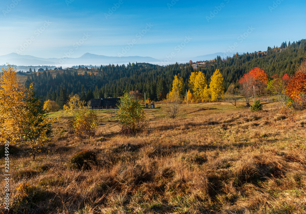 Morning autumn Carpathians landscape.