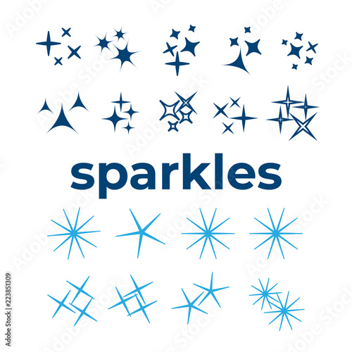 Sparkles  glowing light effect stars and bursts. Bright firework  decoration twinkle  shiny flash