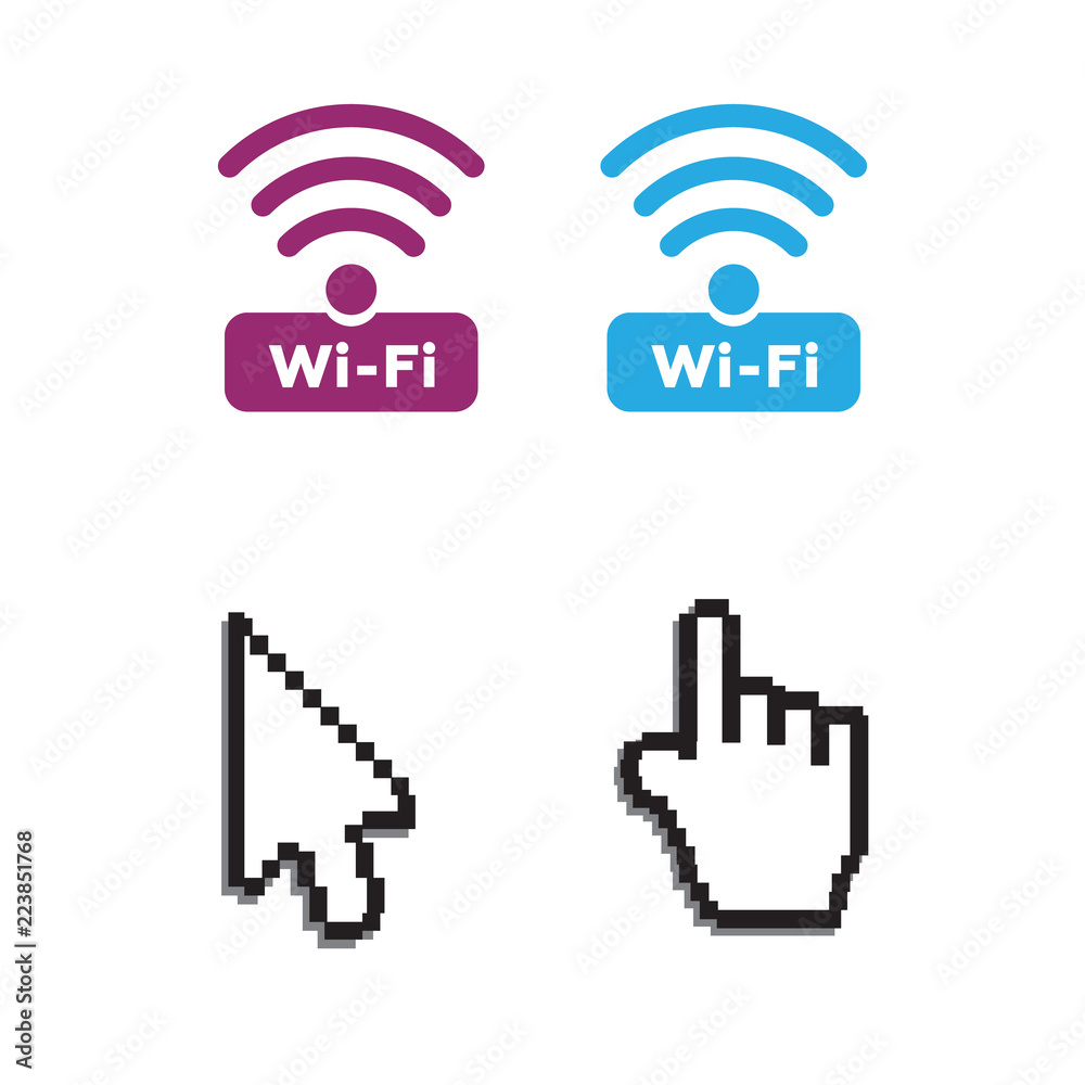 Free wi-fi icons and wifi applications and Hand arrow web cursor vector Free wi-fi icons and wifi applications and Hand arrow web cursor vector
