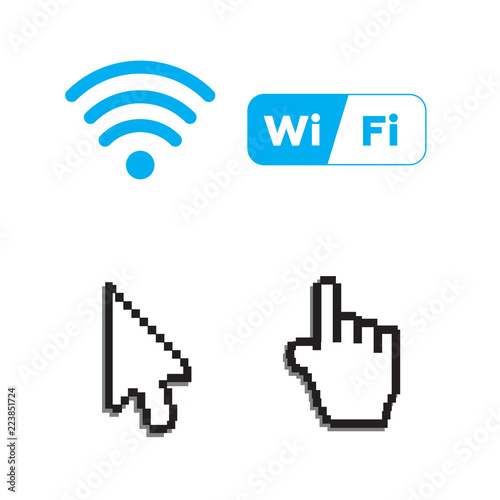 Free wi-fi icons and wifi applications and Hand arrow web cursor vector