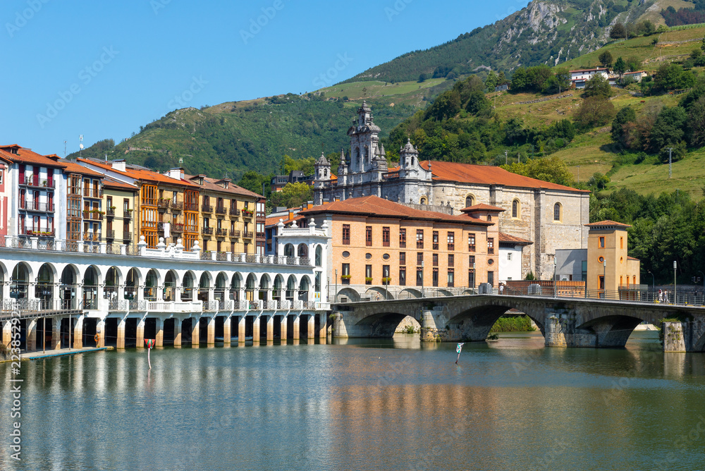 Tolosa village and Oria river, Basque Country, Spain