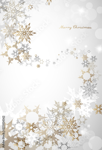 Fototapeta Naklejka Na Ścianę i Meble -  Christmas light vector background illustration with snowflakes and golden Merry Christmas text