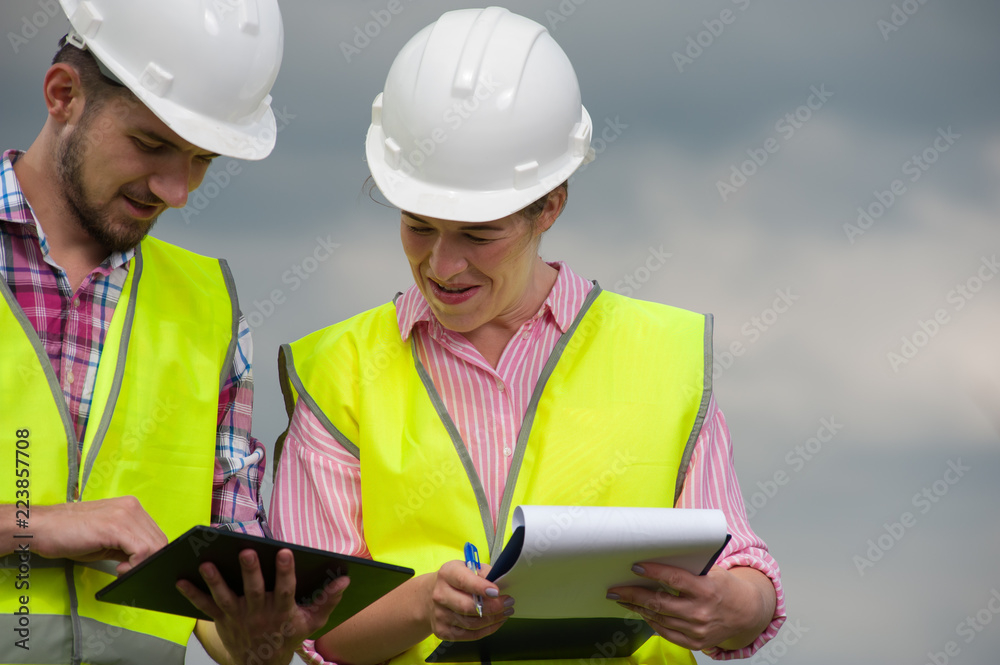 Concept of engineers and windmills Concept of engineers and windmills