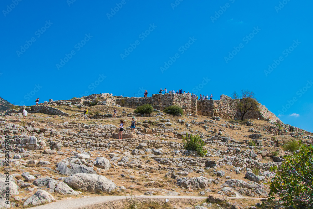 Τhe Mycenaean Acropolis at Archaeological site of Mycenae in Peloponnese Greece