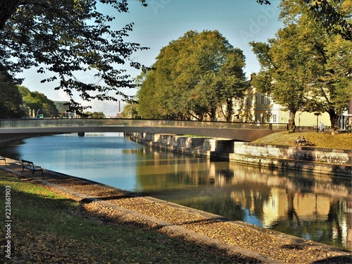 Canvas Print Bridge over the River Aura in the city of Turku, Finland