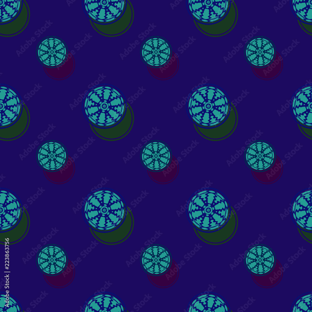 Seamless background pattern with a variety of colored floral motifs.