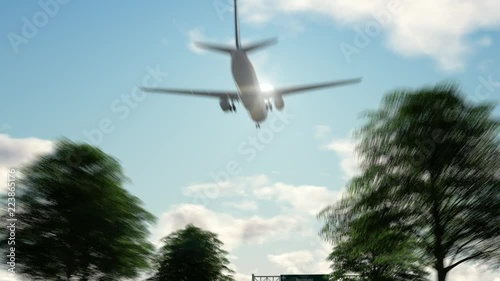 Airplane Arriving to Nagasaki Airport to Japan