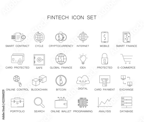 Line icons set. Fintech pack. Vector illustration