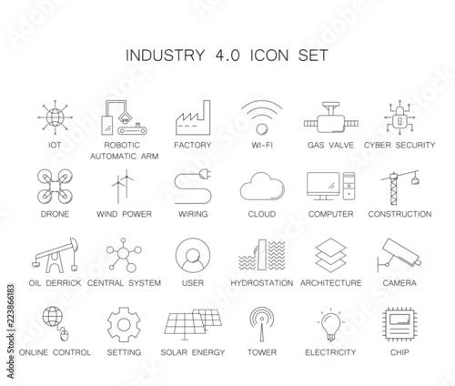 Industry 4.0 icon set. Line icon vector