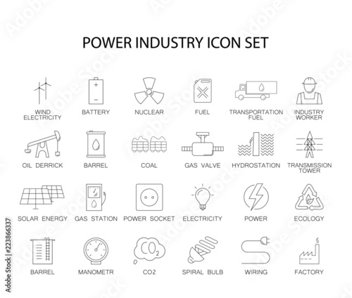 Line icons set. Power industry pack. Vector illustration 