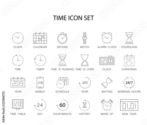 Line icons set. Time pack. Vector illustration 