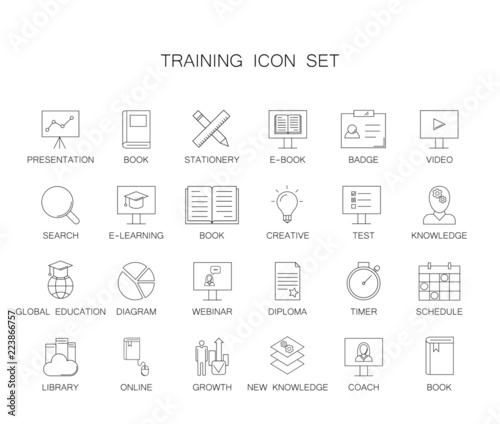 Training icon set. Line icon vector. 