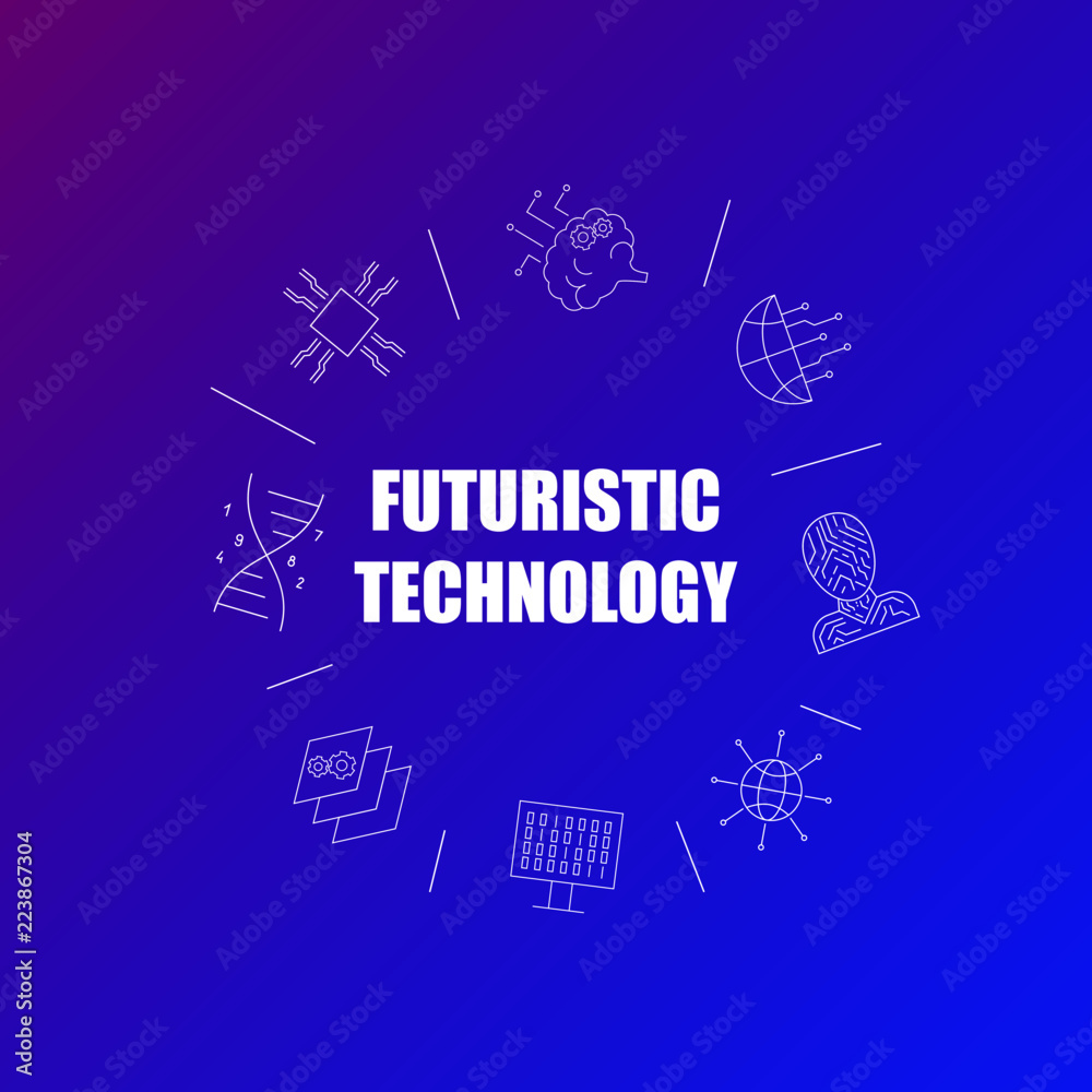 Futuristic technology background from line icon. Linear vector pattern. Vector illustration	