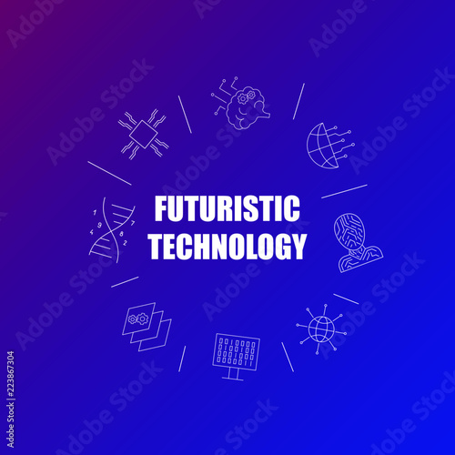 Futuristic technology background from line icon. Linear vector pattern. Vector illustration 